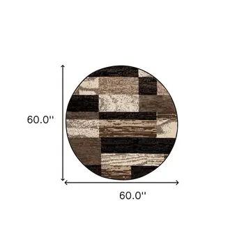 5' Chocolate Patchwork Round Rug