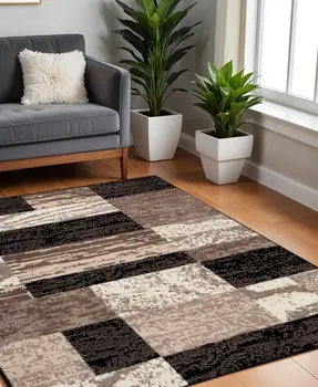 5' Chocolate Patchwork Square Rug