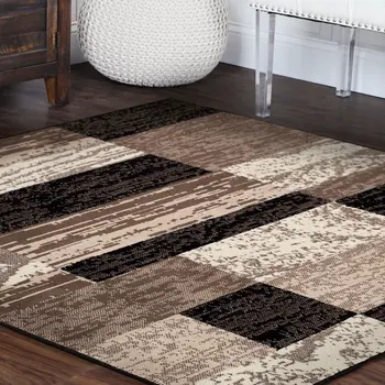 5' Chocolate Patchwork Square Rug