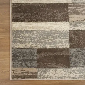 5' Brown And Beige Patchwork Square Rug