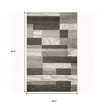 5' X 8' Charcoal Patchwork Power Loom Stain Resistant Area Rug