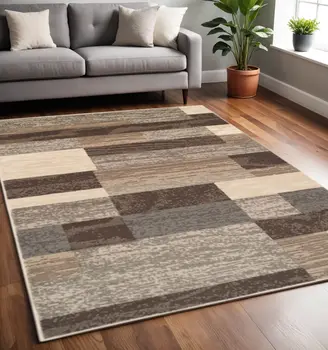5' X 8' Slate Patchwork Power Loom Stain Resistant Area Rug
