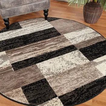 8' Chocolate Patchwork Round Rug