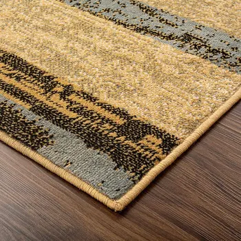 8' X 10' Light Blue And Beige Patchwork Power Loom Stain Resistant Area Rug