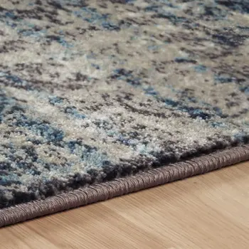 8' Taupe Abstract Power Loom Distressed Stain Resistant Runner Rug