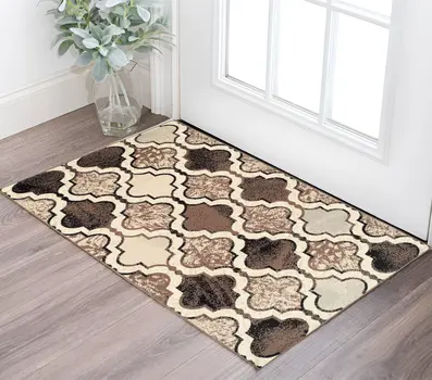 3' X 5' Ivory Quatrefoil Power Loom Distressed Stain Resistant Area Rug