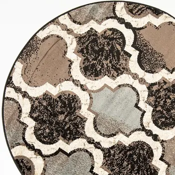5' Chocolate Quatrefoil Distressed Round Rug