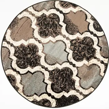 5' Chocolate Quatrefoil Distressed Round Rug