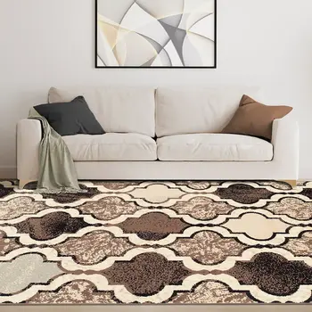 8' X 10' Ivory Quatrefoil Power Loom Distressed Stain Resistant Area Rug