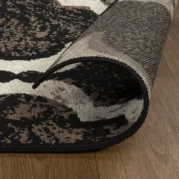 8' Chocolate Quatrefoil Distressed Square Rug