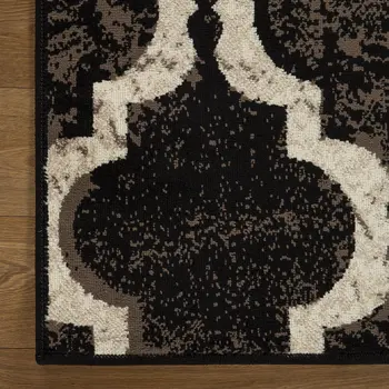 8' Chocolate Quatrefoil Distressed Square Rug