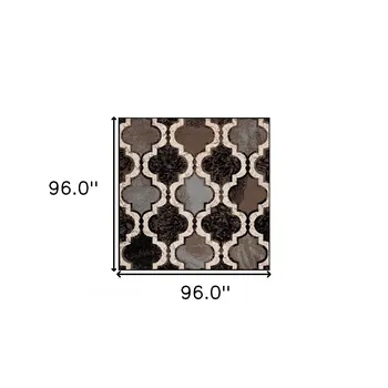 8' Chocolate Quatrefoil Distressed Square Rug