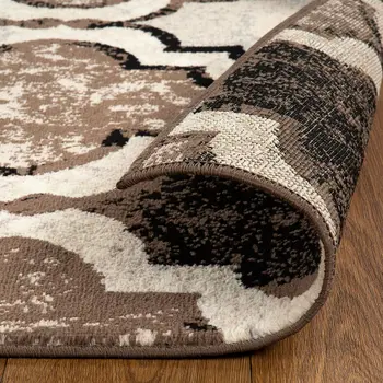 8' Ivory Quatrefoil Distressed Square Rug