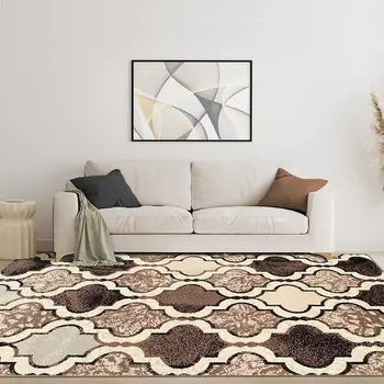 9' X 12' Ivory Quatrefoil Power Loom Distressed Stain Resistant Area Rug