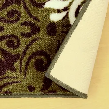 2' X 3' Brown Green And Ivory Floral Area Rug