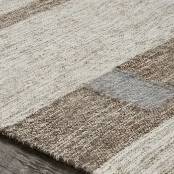 5' X 8' Gray Geometric Flatweave Handmade Area Rug With Fringe