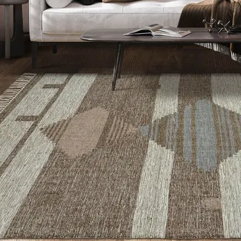 5' X 8' Gray Geometric Flatweave Handmade Area Rug With Fringe