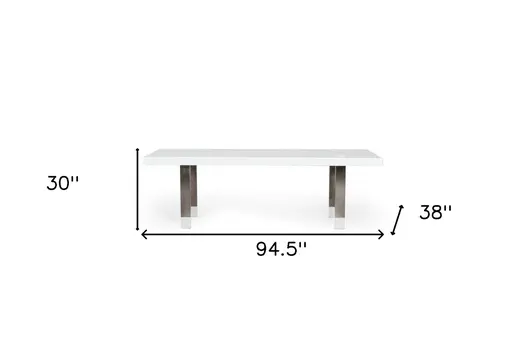 95" White And Gray Stainless Steel Dining Table
