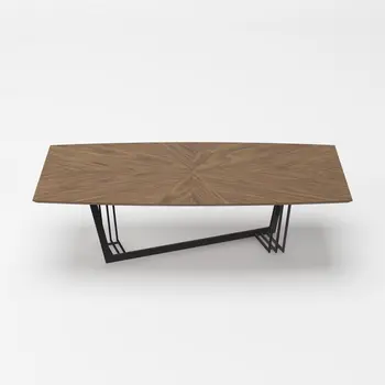 107" Walnut And Black Rectangular Geo Trestle Wood Dining Table