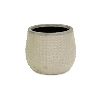7" Beige Dot Ceramic Indoor Outdoor Round Pot Planter