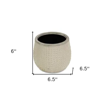 7" Beige Dot Ceramic Indoor Outdoor Round Pot Planter