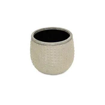 6" Beige Dot Ceramic Indoor Outdoor Round Pot Planter