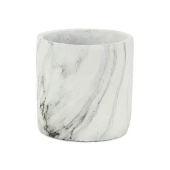 6" White and Gray Marbleized Ceramic Indoor Outdoor Round Pot Planter