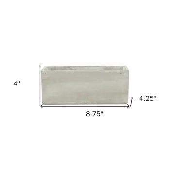9" Light Gray Cement Indoor Outdoor Rectangular Pot Planter