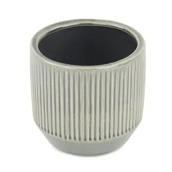 6" Gray Striped Ceramic Indoor Outdoor Round Pot Planter