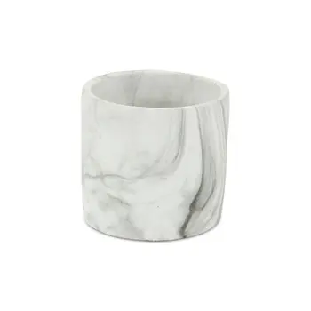 6" White and Gray Marbleized Ceramic Indoor Outdoor Round Pot Planter