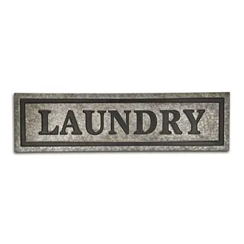 10" X 36" Gray Laundry Galvanized Metal Wall Decor