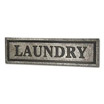 10" X 36" Gray Laundry Galvanized Metal Wall Decor