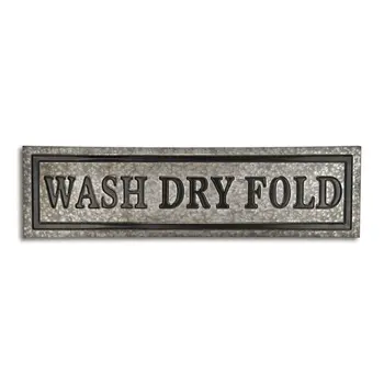 10" X 36" Gray Wash Dry Fold Metal Wall Decor
