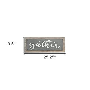 10" X 25" Brown and Gray Gather Wood and Metal Wall Decor