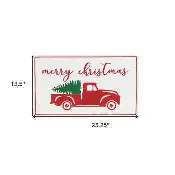 14" X 23" White and Red Handcrafted Merry Christmas Metal Wall Decor