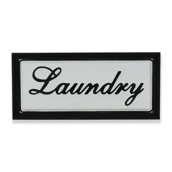 11" X 24" Black and White Handcrafted Laundry Metal Wall Decor