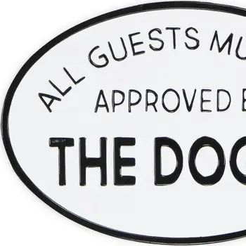 19" Black and White All Guests Approved By The Dog Metal Hanging Text Wall Decor