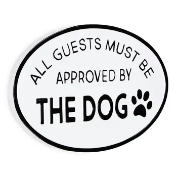19" Black and White All Guests Approved By The Dog Metal Hanging Text Wall Decor