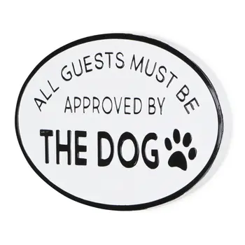 19" Black and White All Guests Approved By The Dog Metal Hanging Text Wall Decor