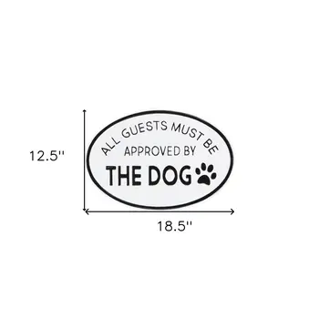 19" Black and White All Guests Approved By The Dog Metal Hanging Text Wall Decor