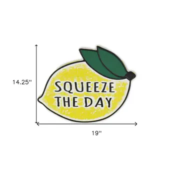 14" X 19" Yellow and White Lemon Squeeze The Day Metal Wall Decor