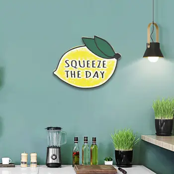 14" X 19" Yellow and White Lemon Squeeze The Day Metal Wall Decor