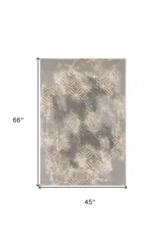 4' X 6' Light Grey Abstract Power Loom Stain Resistant Area Rug