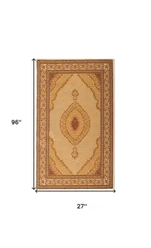 8' Beige And Ivory Oriental Runner Rug