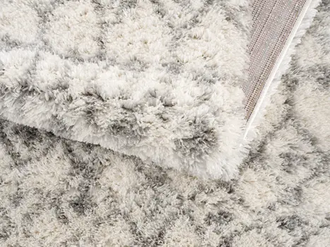 3' X 5' Gray and Ivory Southwestern Shag Power Loom Distressed Area Rug
