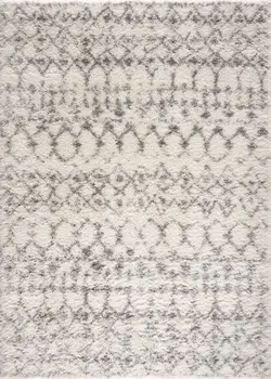 8' X 11' Gray and Ivory Southwestern Shag Power Loom Area Rug