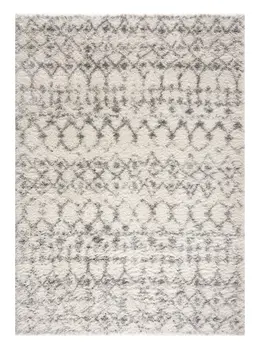 8' X 11' Gray and Ivory Southwestern Shag Power Loom Area Rug
