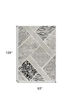8' X 11' Grey Geometric Power Loom Stain Resistant Area Rug