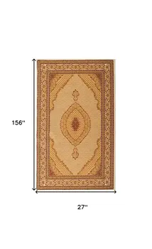 13' Beige And Ivory Oriental Runner Rug