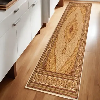 8' Beige And Ivory Oriental Runner Rug
